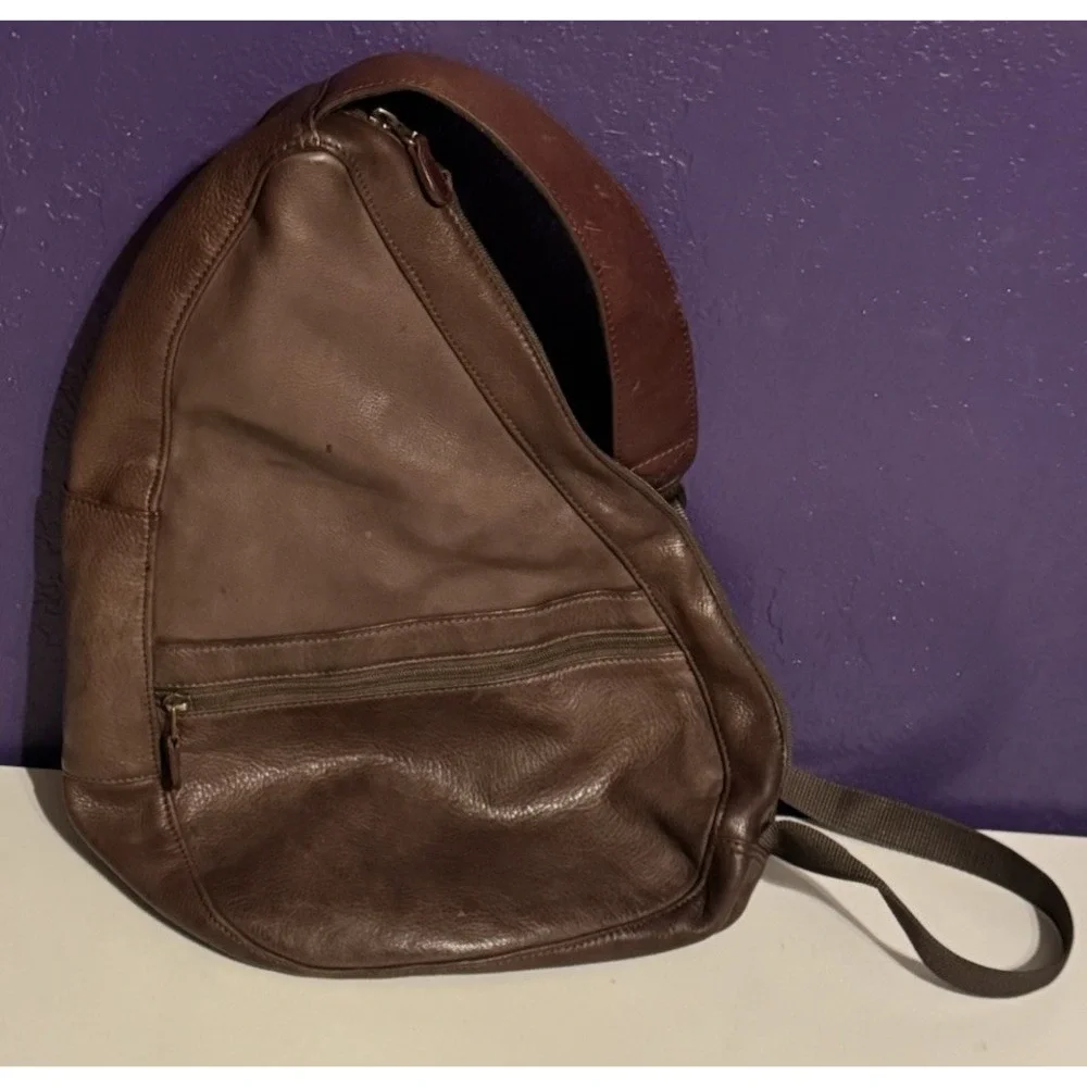 Vintage LL Bean Leather Crossbody Messenger Sling Bag Backpack Hunting Carry On